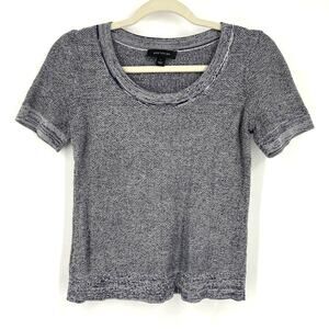 Ann Taylor Blue and White Knit Crop Top Size Small Short Sleeve